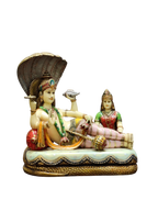 Lord Vishnu & Goddess Lakshmi Reclining on Sheshnag – Premium Brass Idol - Satyam Collection