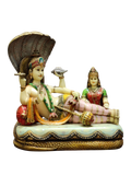 Lord Vishnu & Goddess Lakshmi Reclining on Sheshnag – Premium Brass Idol - Satyam Collection