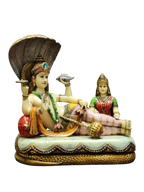 Lord Vishnu & Goddess Lakshmi Reclining on Sheshnag – Premium Brass Idol - Satyam Collection