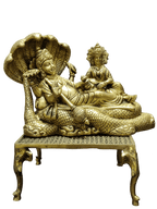 Lord Vishnu Sheshnag & Lakshmi Sleeping Idol – Divine Brass Finish - Satyam Collection