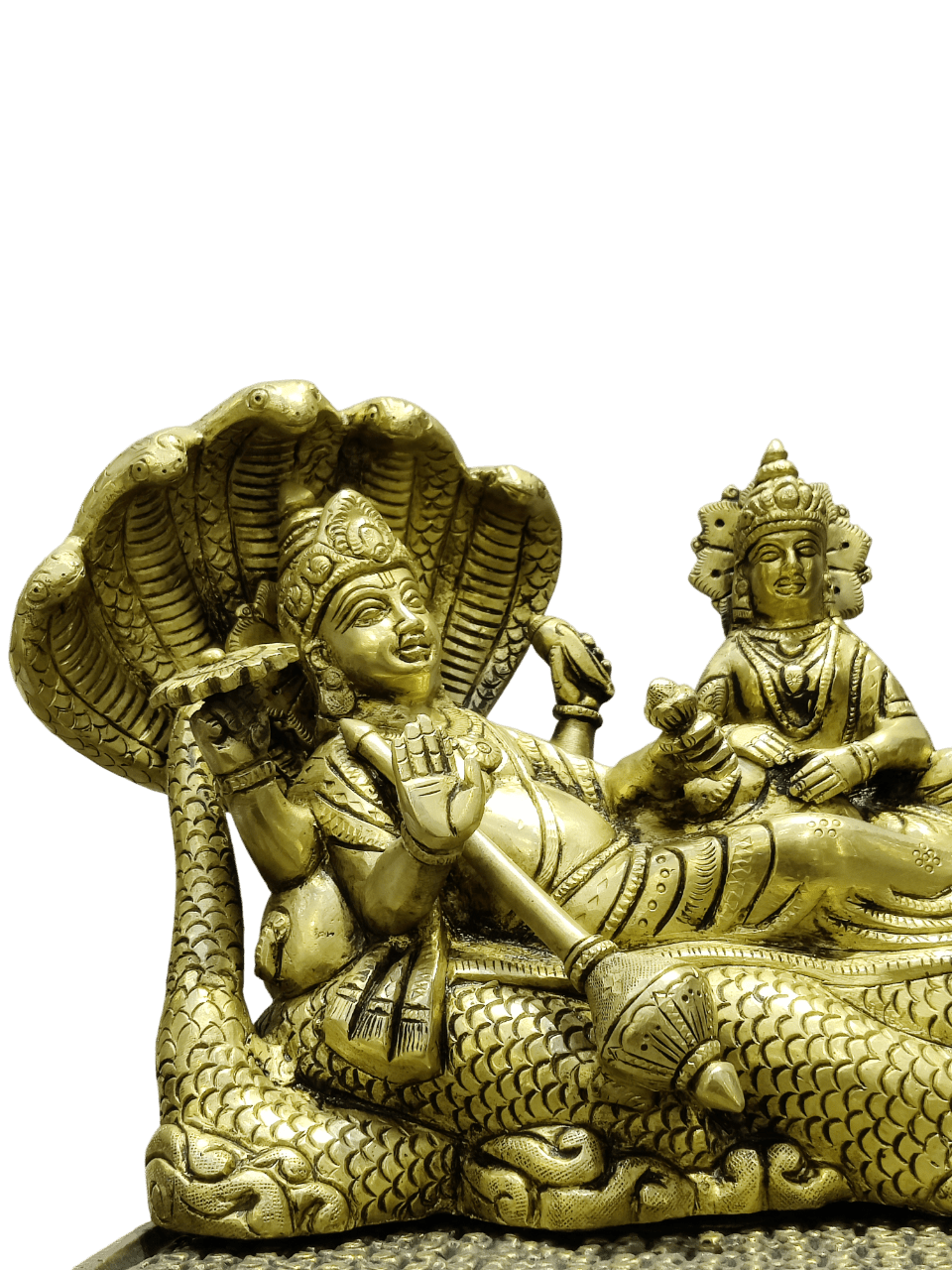 Lord Vishnu Sheshnag & Lakshmi Sleeping Idol – Divine Brass Finish - Satyam Collection