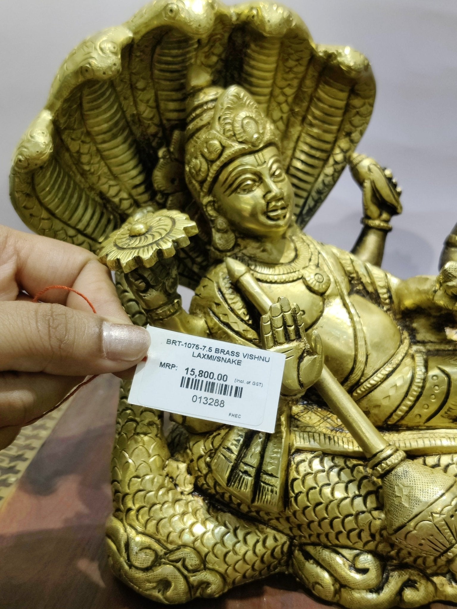 Lord Vishnu Sheshnag & Lakshmi Sleeping Idol – Divine Brass Finish - Satyam Collection