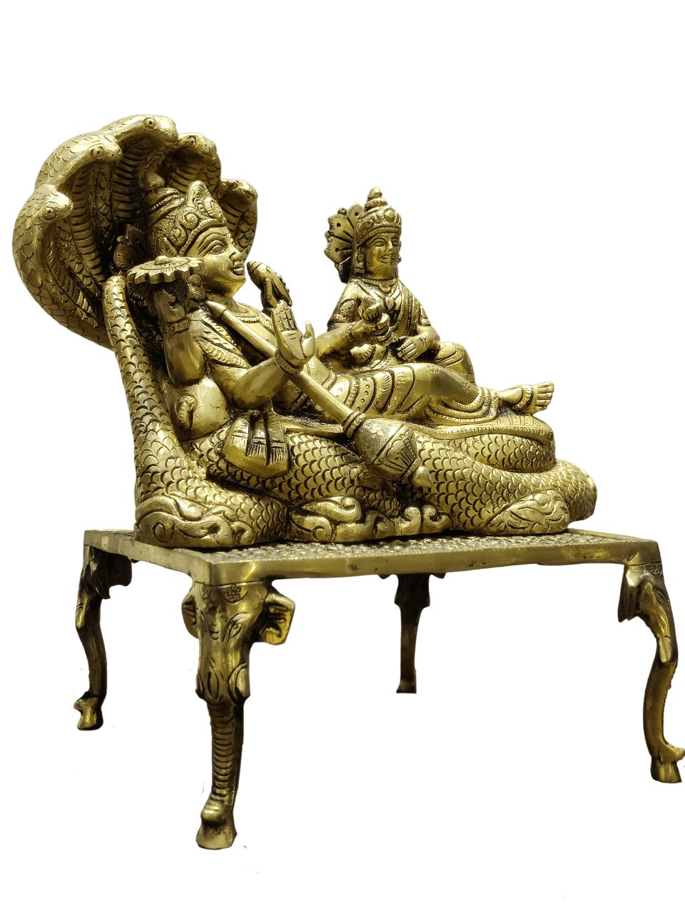 Lord Vishnu Sheshnag & Lakshmi Sleeping Idol – Divine Brass Finish - Satyam Collection