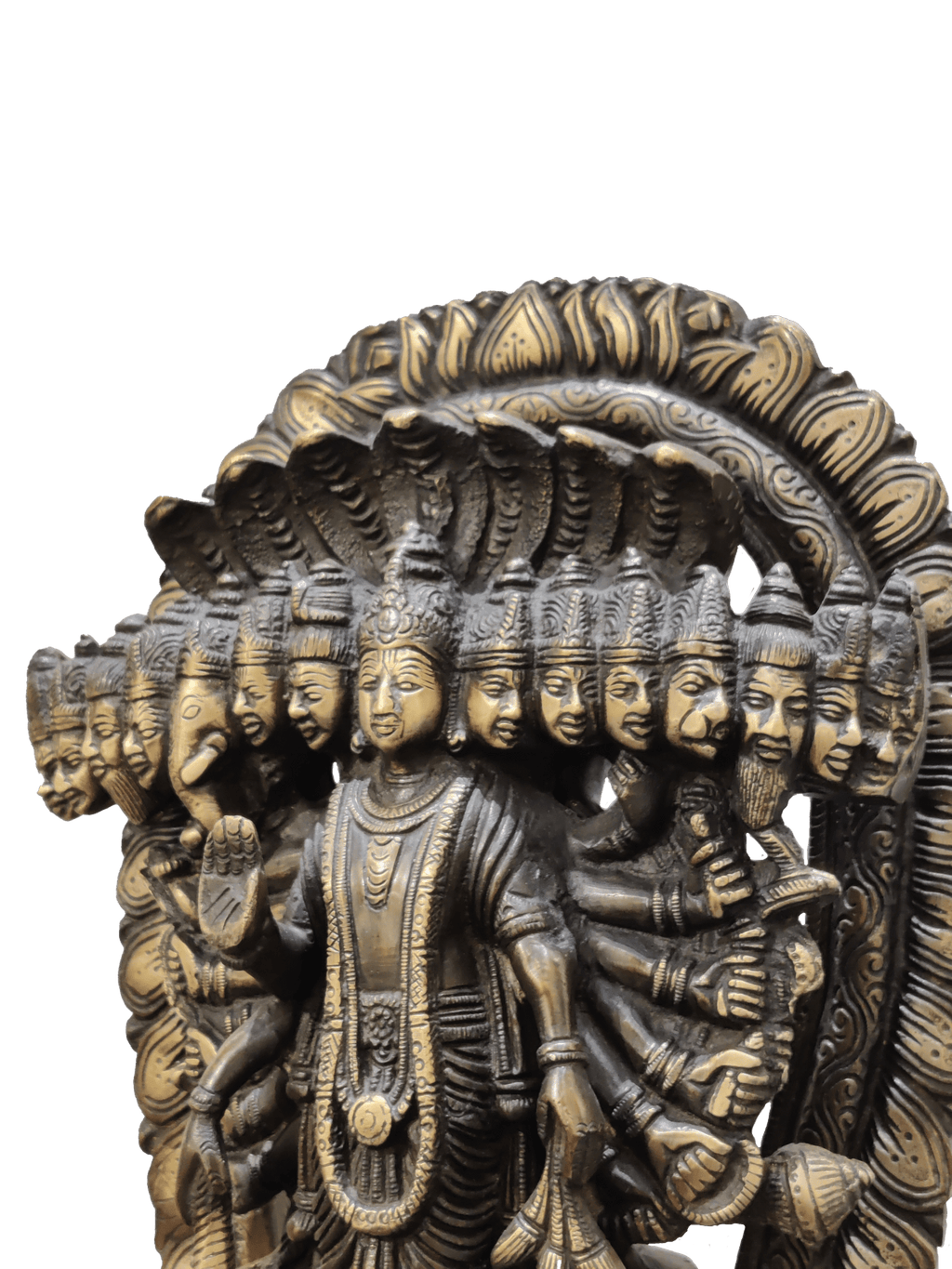 Lord Vishnu Vishvarupa Brass Idol – Multi Faced Divine Cosmic Form Statue - Satyam Collection