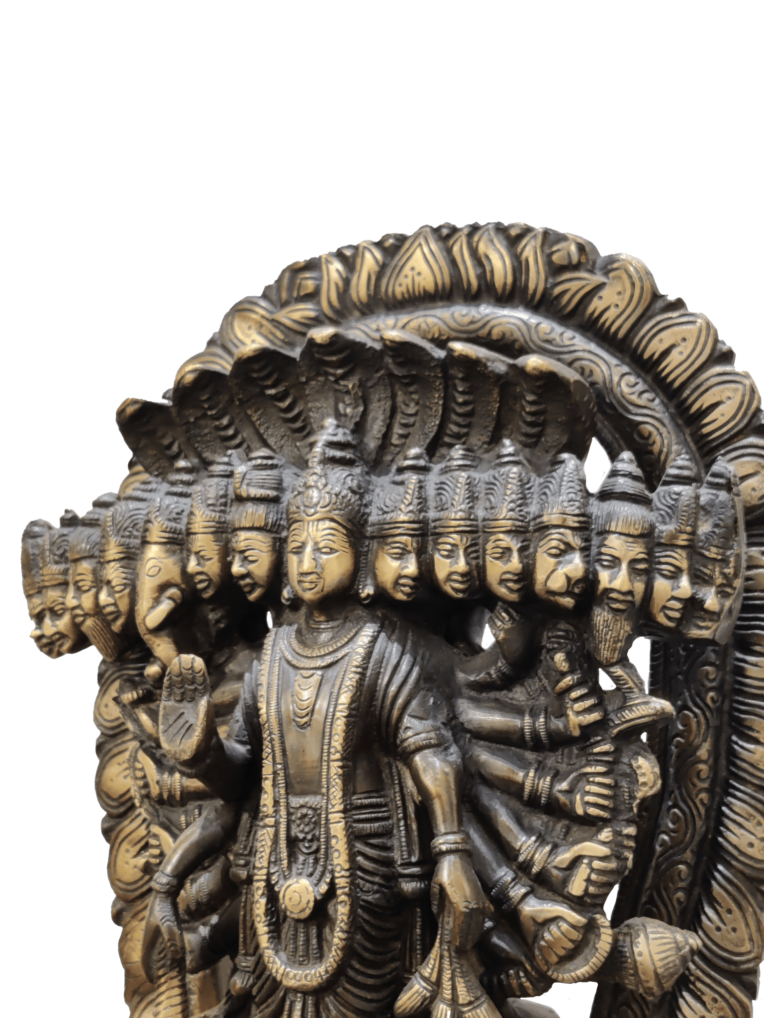 Lord Vishnu Vishvarupa Brass Idol – Multi Faced Divine Cosmic Form Statue - Satyam Collection