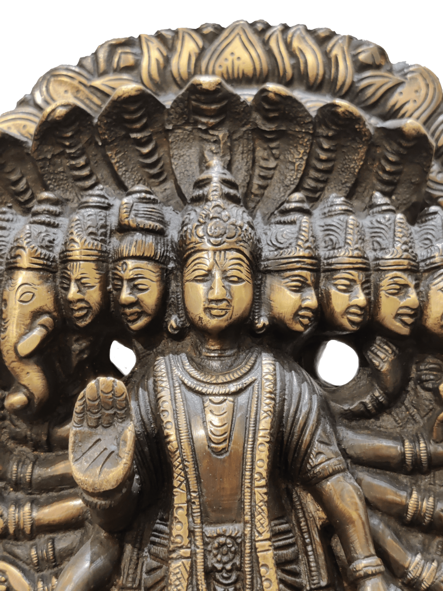 Lord Vishnu Vishvarupa Brass Idol – Multi Faced Divine Cosmic Form Statue - Satyam Collection