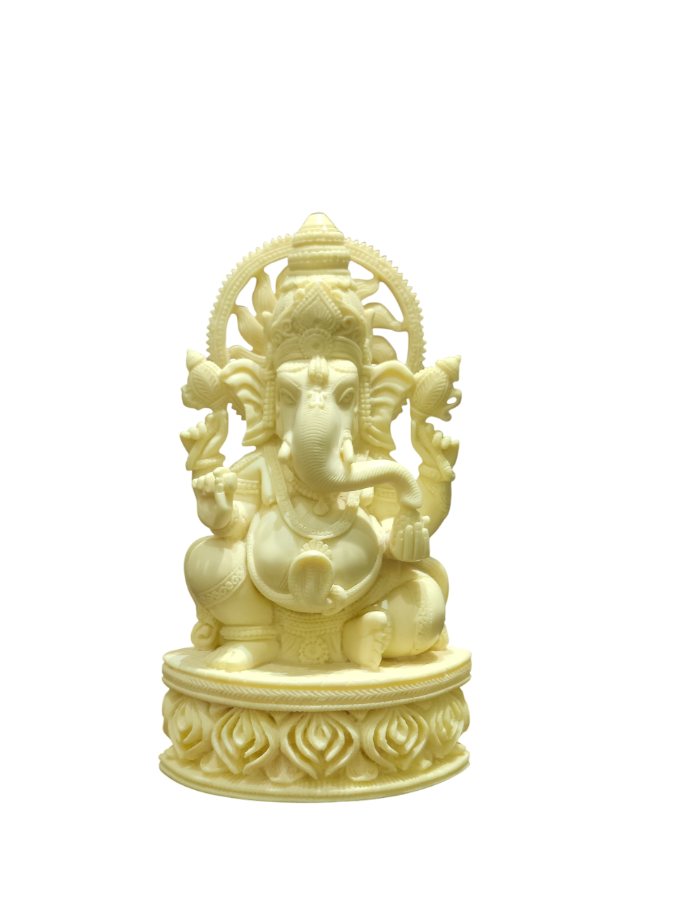 Cream Marble Lord Ganesha Idol – Elegant Divine Grace