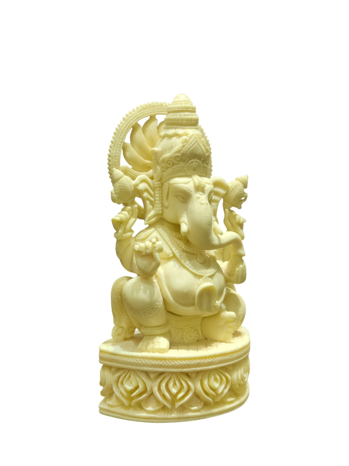 Cream Marble Lord Ganesha Idol – Elegant Divine Grace