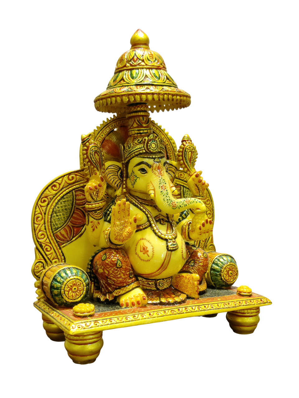 Royal Yellow Marble Lord Ganesha Idol – Luxury Divine Blessings