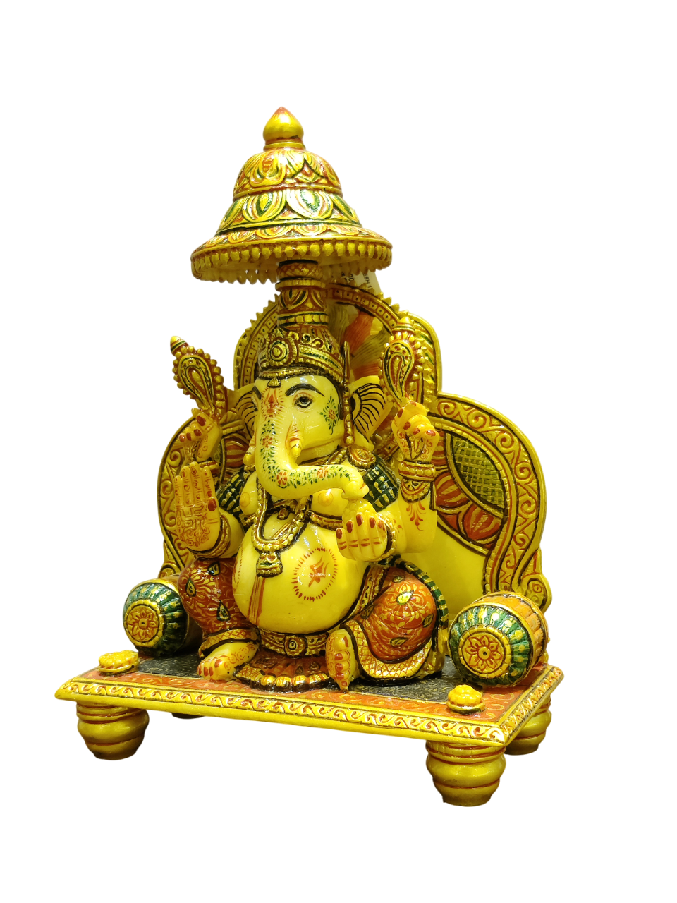 Royal Yellow Marble Lord Ganesha Idol – Luxury Divine Blessings