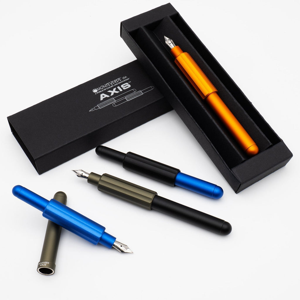 Monteverde Axis Fountain Pen - Matte Blue - penpencilink