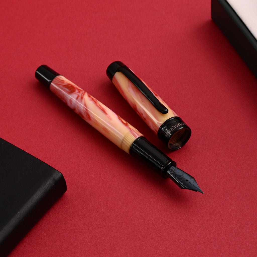 Monteverde Prima Fountain Pen - Red Swirl BT - penpencilink