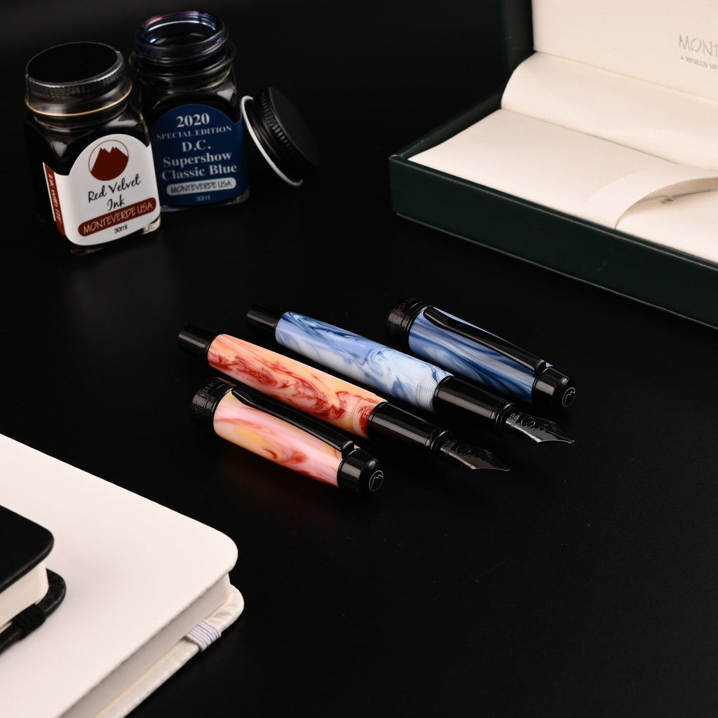 Monteverde Prima Fountain Pen - Red Swirl BT - penpencilink