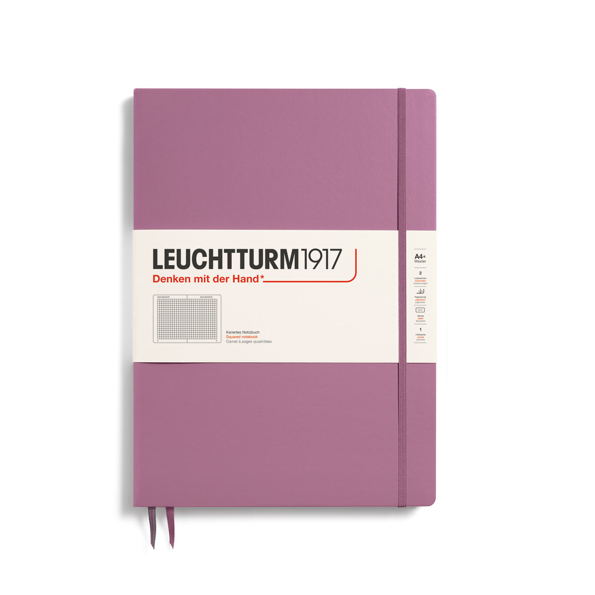 LEUCHTTURM1917 SQUARED NOTEBOOK MASTER SLIM A4+ (123 Pages)-DUSTY ROSE