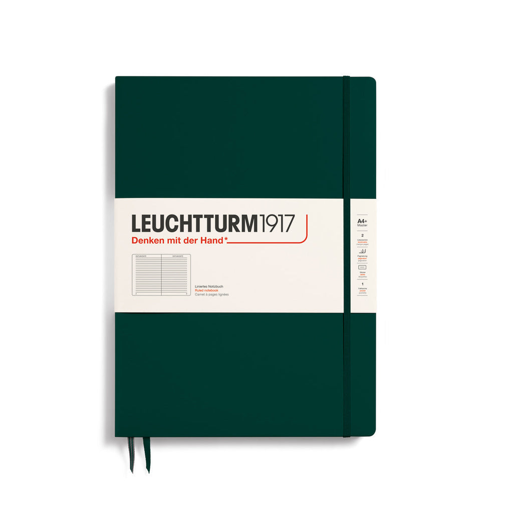 LEUCHTTURM1917 RULED NOTEBOOK MASTER SLIM A4+ (123Pages)-FOREST GREEN