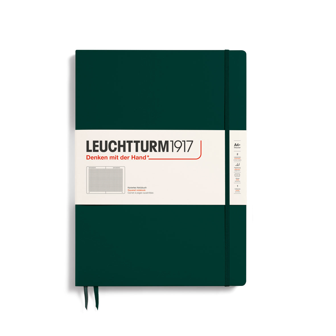 LEUCHTTURM1917 SQUARED NOTEBOOK MASTER SLIM A4+ (123 Pages)-FOREST GREEN