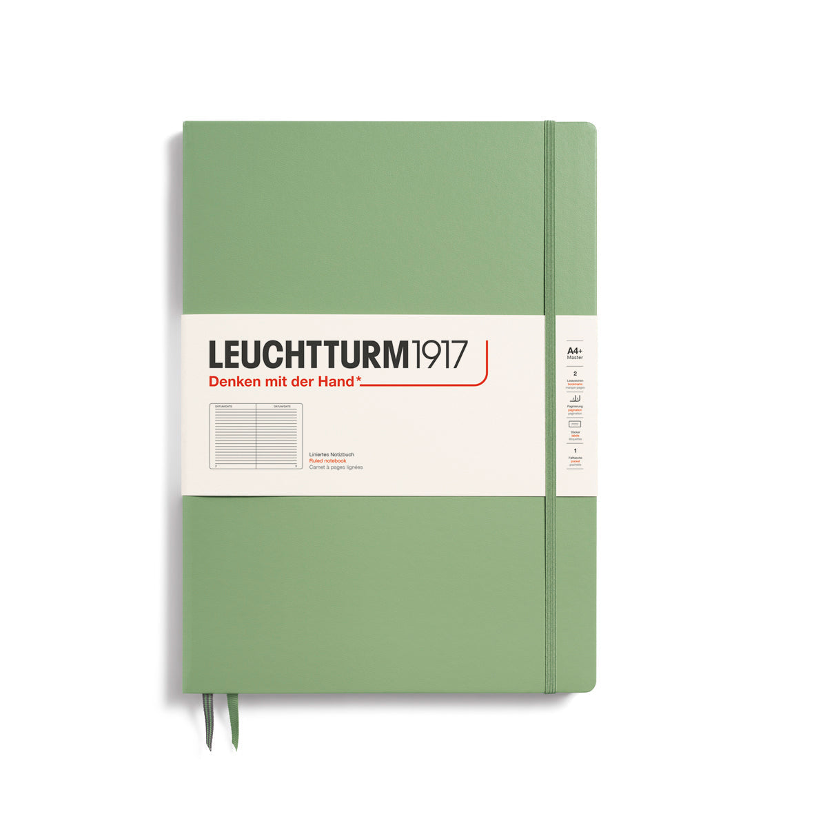 LEUCHTTURM1917 RULED NOTEBOOK  MASTER SLIM A4+ (123 Pages)-SAGE