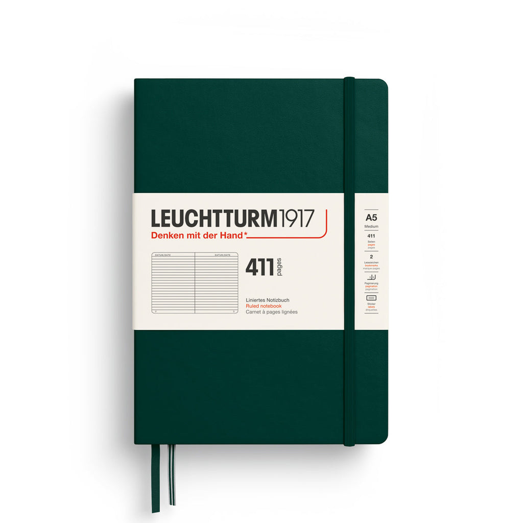 LEUCHTTURM1917 RULED NOTEBOOK  A5 (411 Pages)-FOREST GREEN