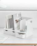 Sysmax | Olio Book Rack with 3 Compartments | 3 Drawers | Organiser | White