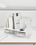 Sysmax | Olio Book Rack with 3 Compartments | 3  Transparent  Drawers | Organiser| White