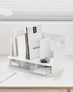 Sysmax | Olio Book Rack with 3 Compartments | 3  Transparent  Drawers | Organiser| White