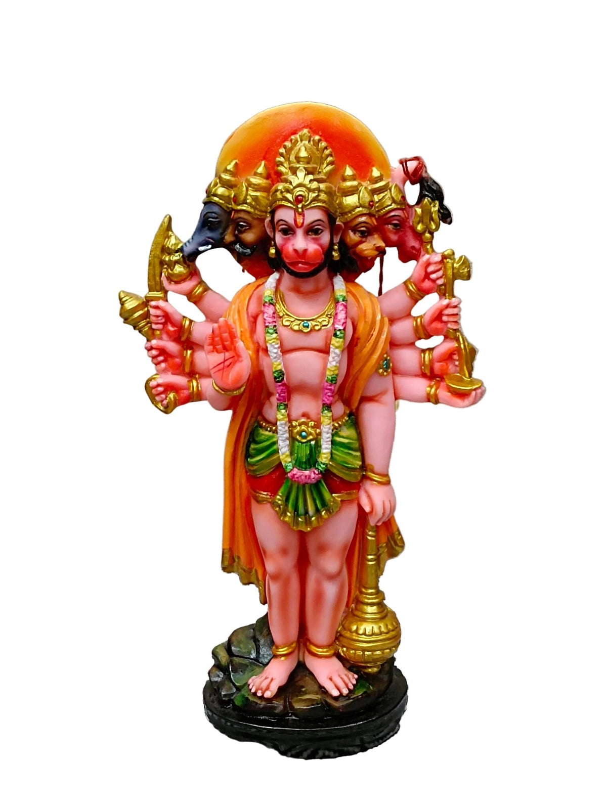 Panchamukhi Hanuman Statue – Colorful Five-Faced Fiber Idol with Gada - Satyam Collection