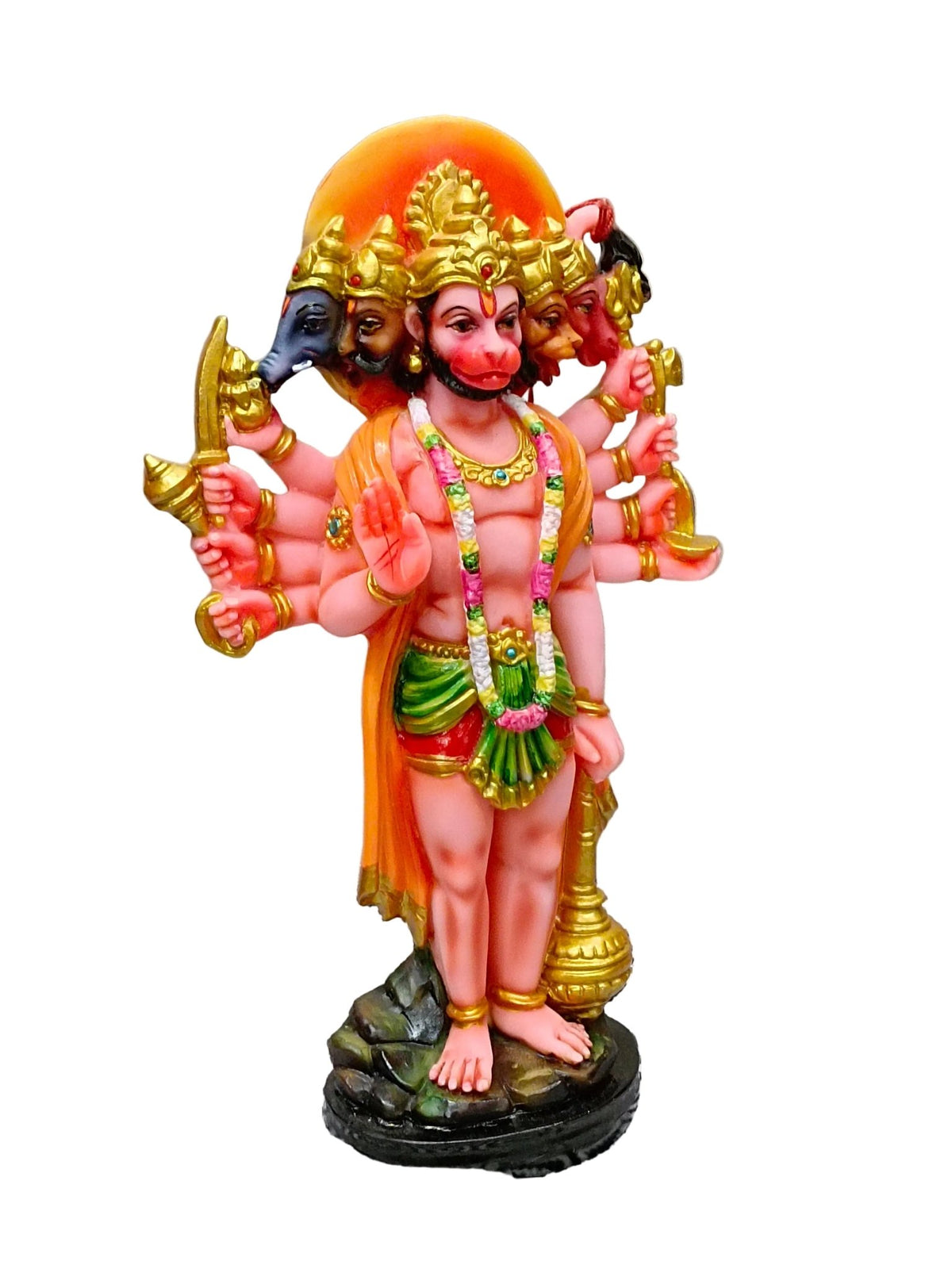 Panchamukhi Hanuman Statue – Colorful Five-Faced Fiber Idol with Gada - Satyam Collection