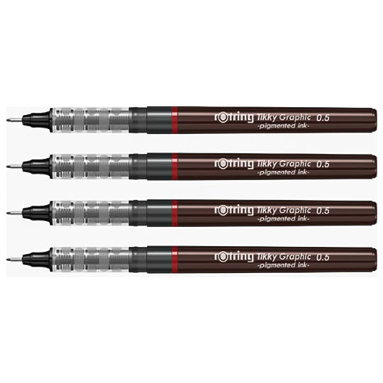 Rotring Tikky Graphic Fineliner Black 0.5mm – (Set of 4)
