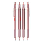 4 Rotring 600 Medium Point Ballpoint Pen in Rose Gold