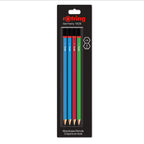 Rotring Woodcase HB Metallic Pencils – Pack of 4 (2 Blue, Red & Green)