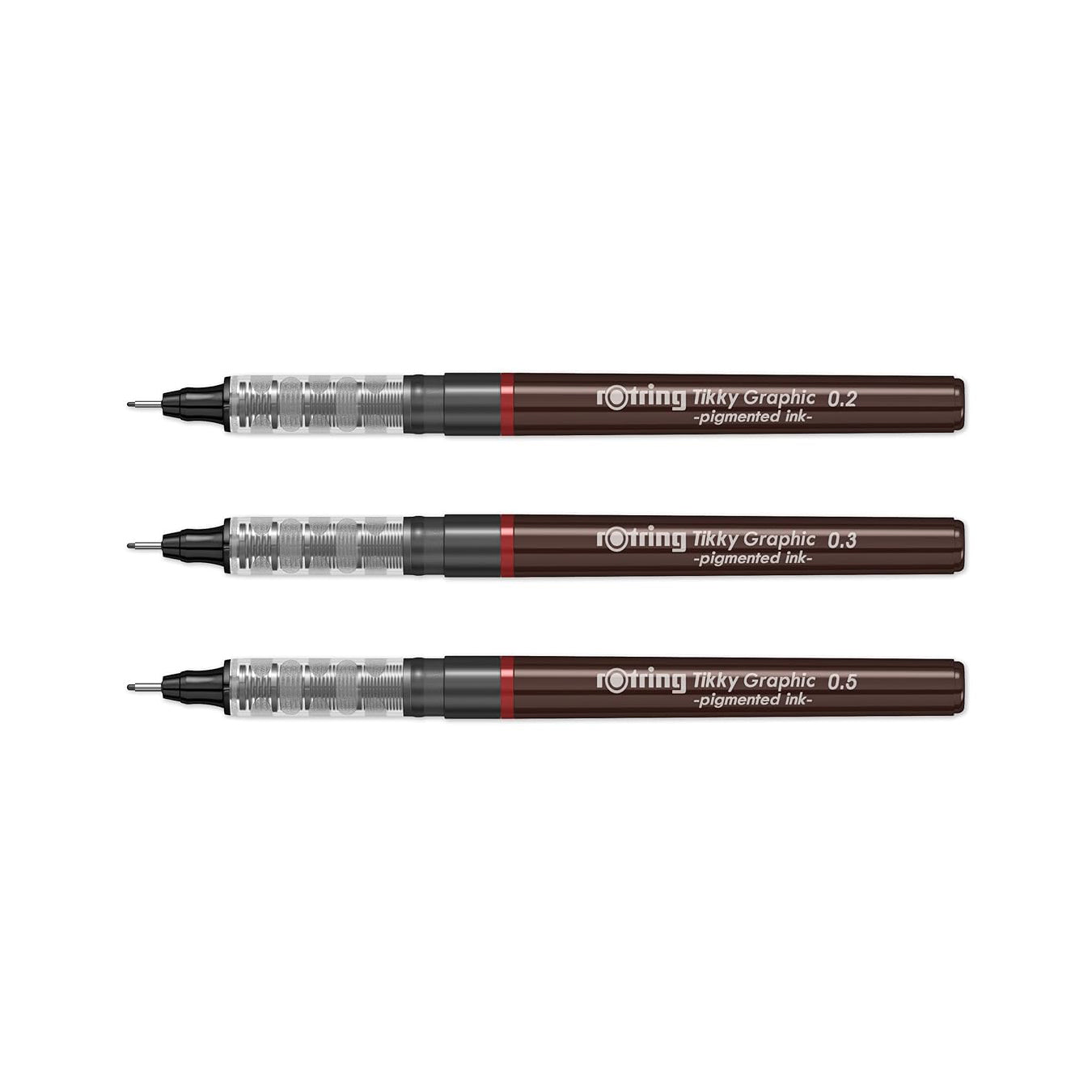 Rotring Tikky Graphic Fineliner - 0.2, 0.3 & 0.5mm (Set of 3) on a white background
