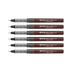 Set of six Rotring Tikky Graphic 0.2 and 0.3 pens on a white background