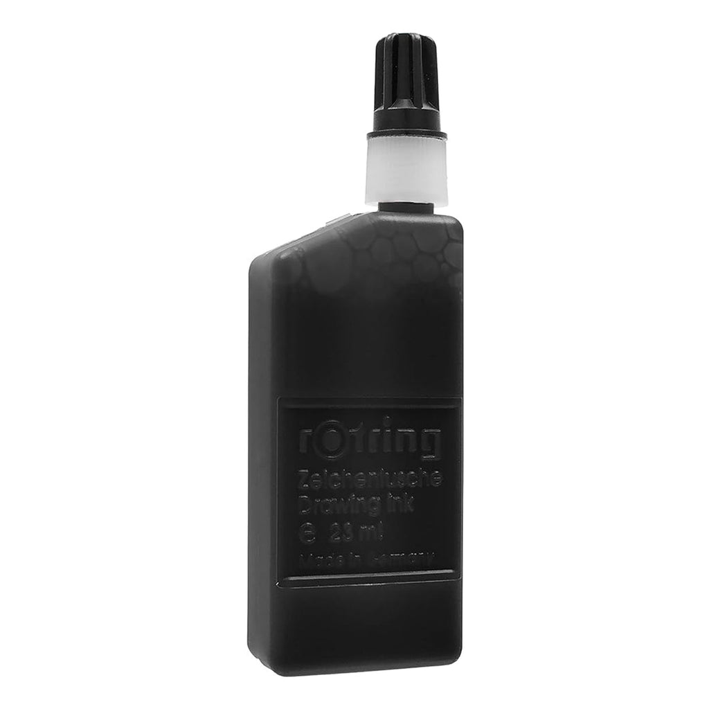 Rotring Isograph Drawing Ink Black 23 ml Bottle on a white background