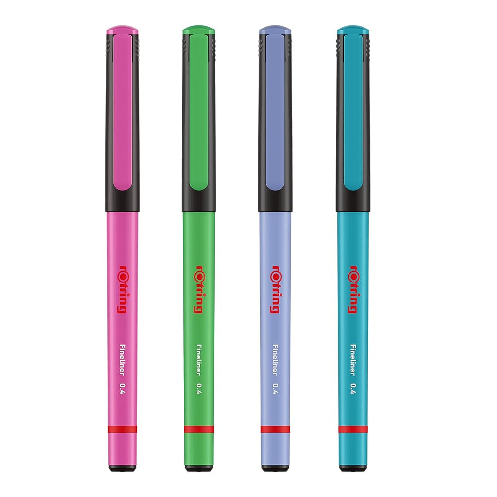 Rotring Liner Fineliner Pens 0.4mm – Assorted Colours (Pack of 4) on a white background