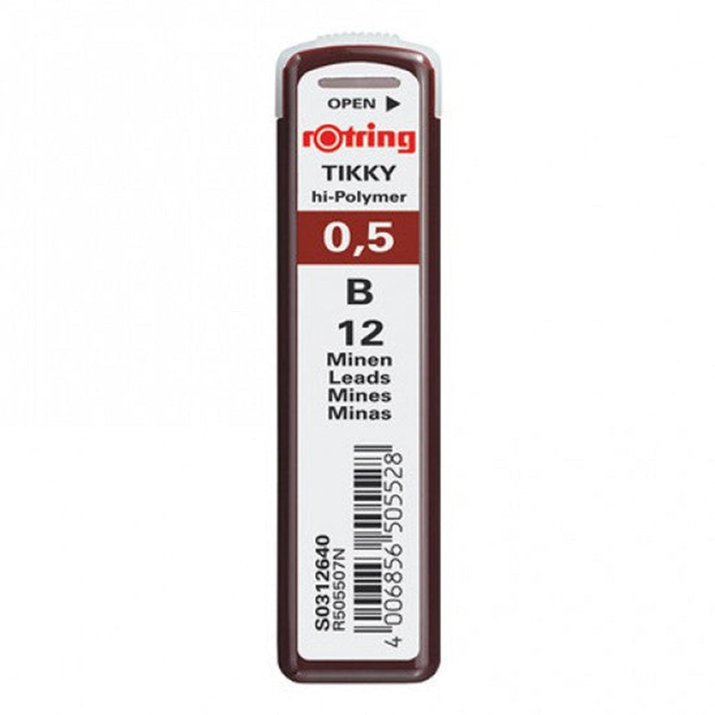 Rotring Tikky 0.5mm B hi-Polymer lead container on a white background