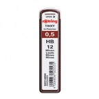 Rotring Tikky 0.5mm HB hi-Polymer lead container with 12 leads on a white background