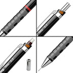 Rotring Tikky 0.5mm Mechanical Pencil in Black Barrel shown from all angles