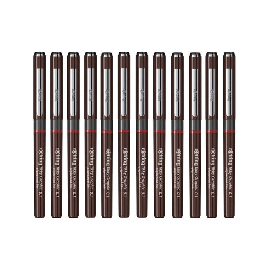 Rotring Tikky Graphic Fineliner 0.1mm Black (Pack of 12)
