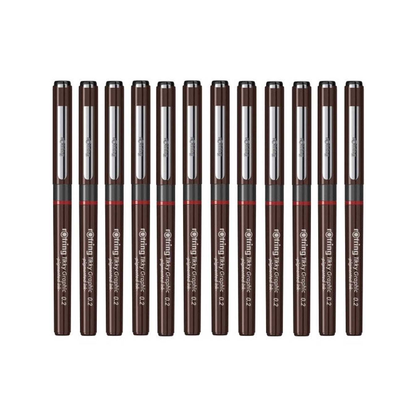 Rotring Tikky Graphic Fineliner 0.2mm - Black (Pack of 12) on a white background