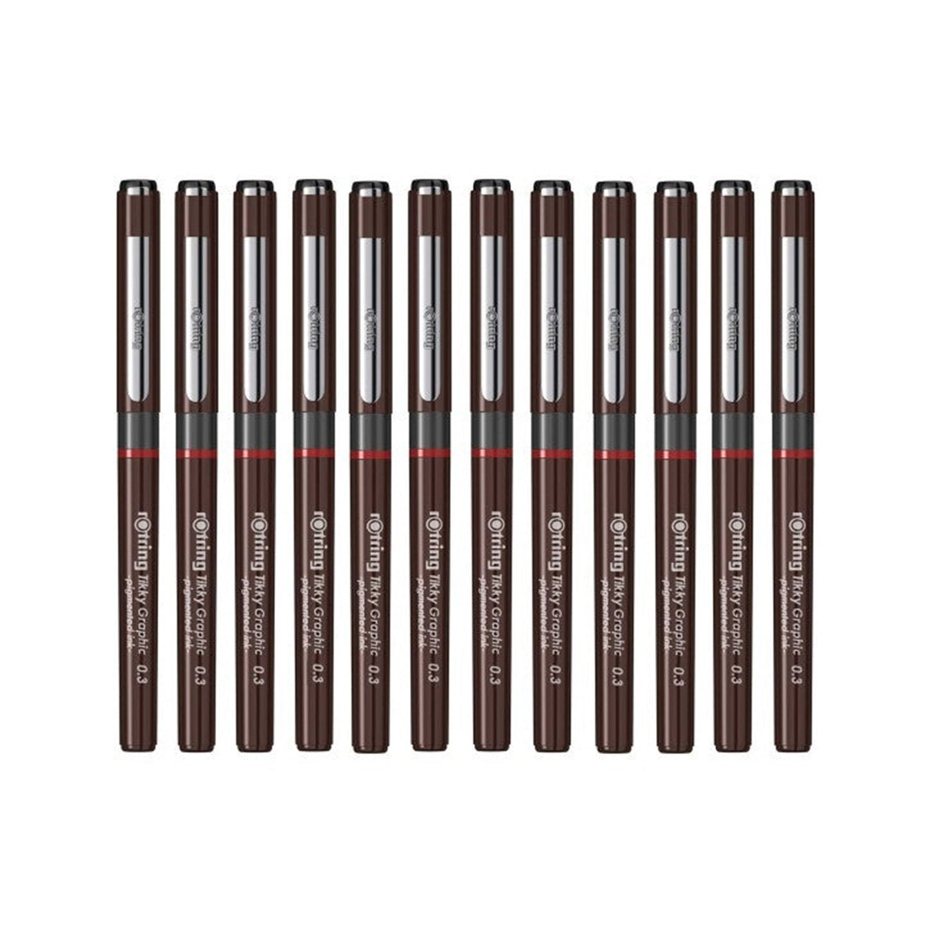 Rotring Tikky Graphic Fineliner 0.3mm Black - Pack of 12 on a white background