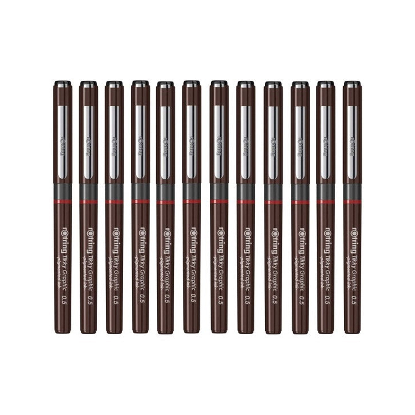 Rotring Tikky Graphic Fineliner 0.5mm - Black (Pack of 12) on a white background