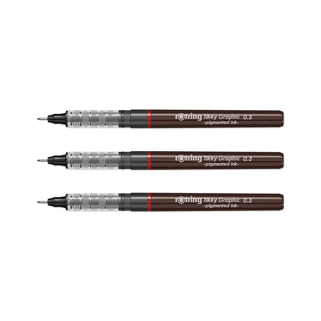 3 Rotring Tikky Graphic Fineliner Black – 0.3mm on a white background