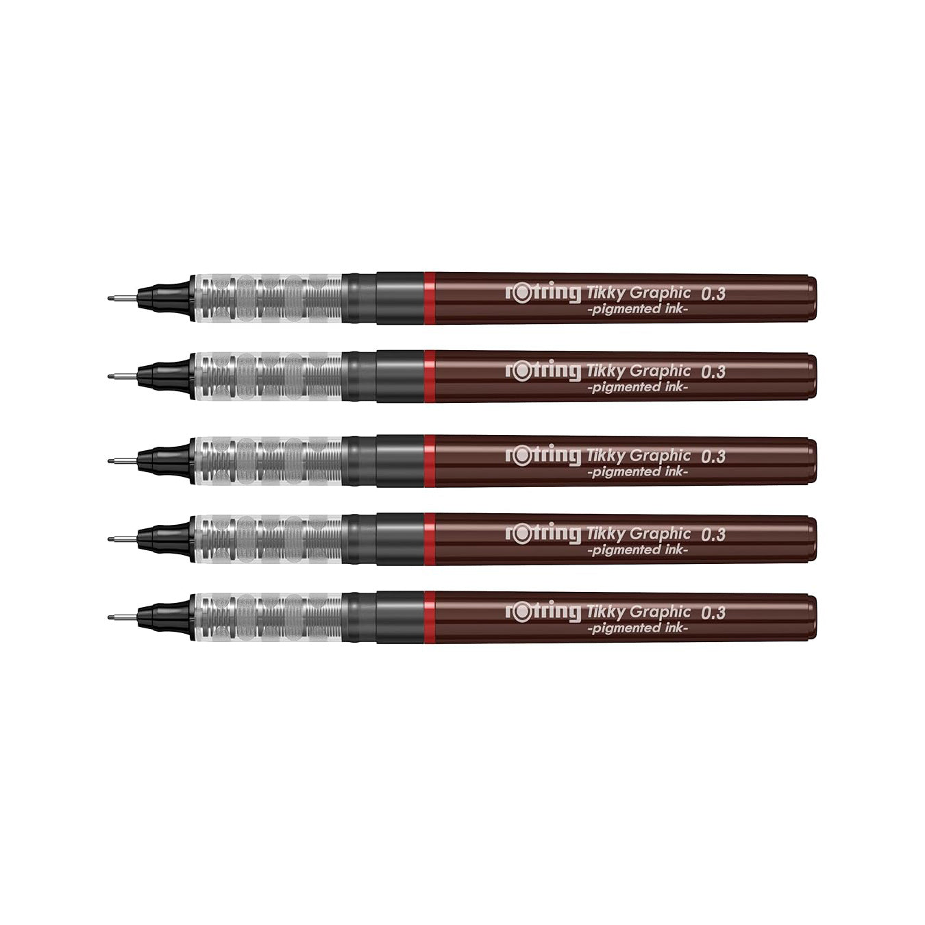 Rotring Tikky Graphic Fineliner 0.3mm – Set of 5 on a white background