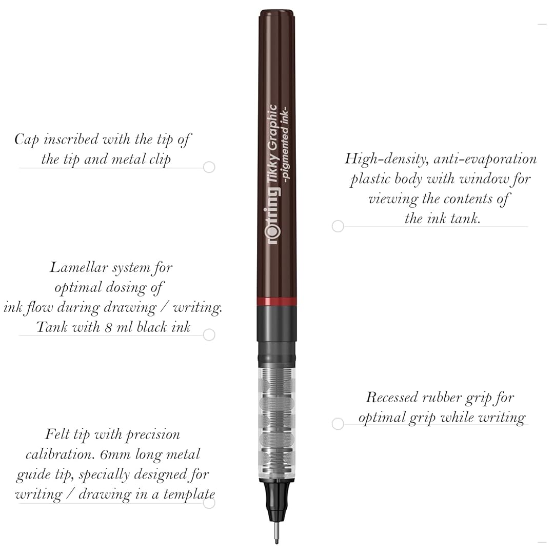 Rotring Tikky Graphic Fineliner 0.3mm Black – Set of 5