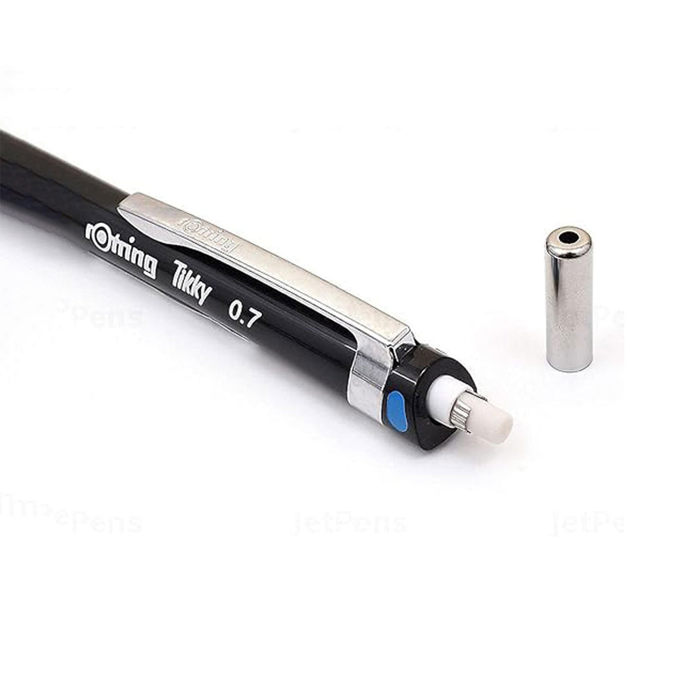 Rotring Tikky 0.7mm Mechanical Pencil in Black with cap on a white background