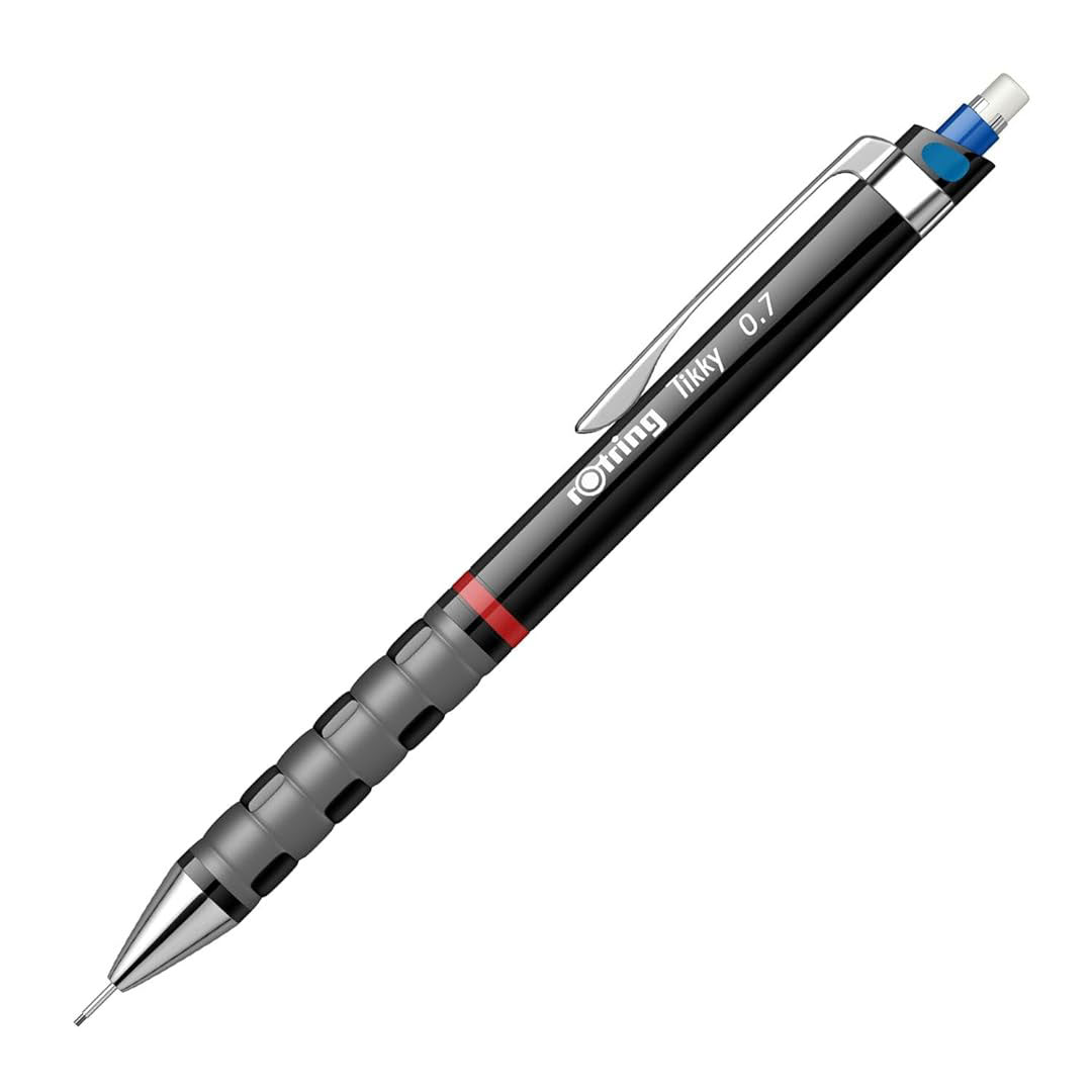 Black Rotring Tikky 0.7mm Mechanical Pencil on a white background