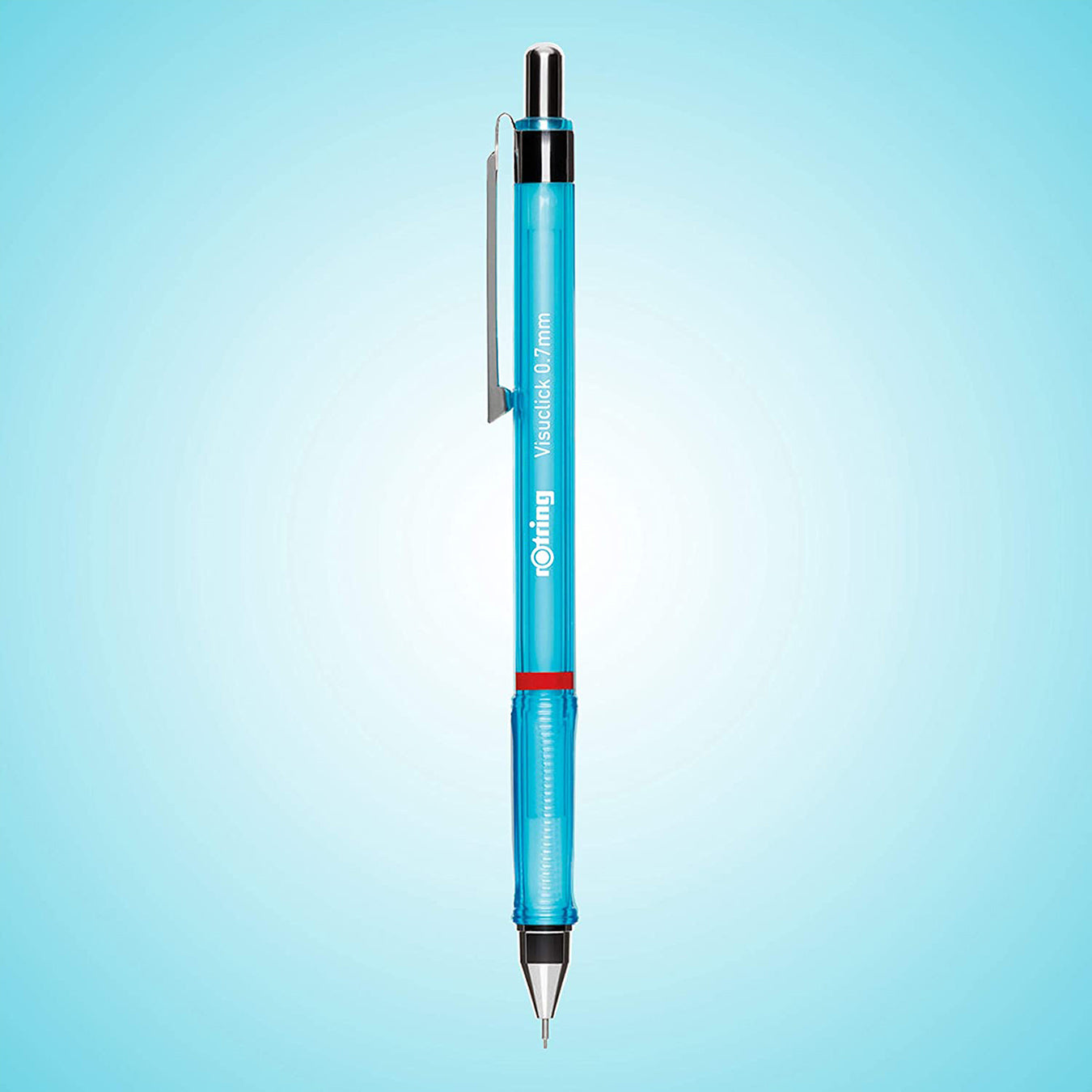 Rotring Visuclick 0.7mm Mechanical Pencil in Blue on a light blue background