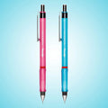 Rotring Visuclick 0.7 mm Mechanical Pencil one pink and one blue, with visible branding on a light blue background.