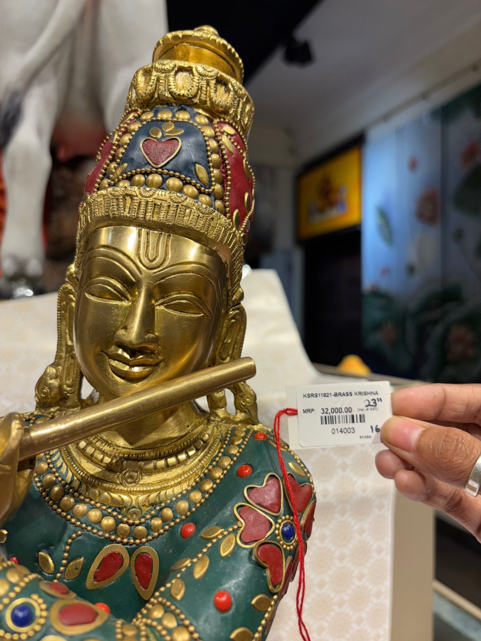 Royal Brass Lord Krishna Idol – Divine Flute Melody & Elegance - Satyam Collection