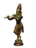 Royal Brass Lord Krishna Idol – Divine Flute Melody & Elegance - Satyam Collection